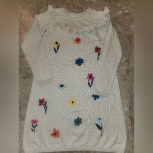 Floral Knit Kids Dress - Cream